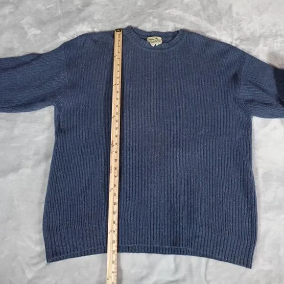 Eddie Bauer Wool Blend Knit Sweater Mens 2XL Tall Grandpa Style Teal Blue - Picture 6 of 7